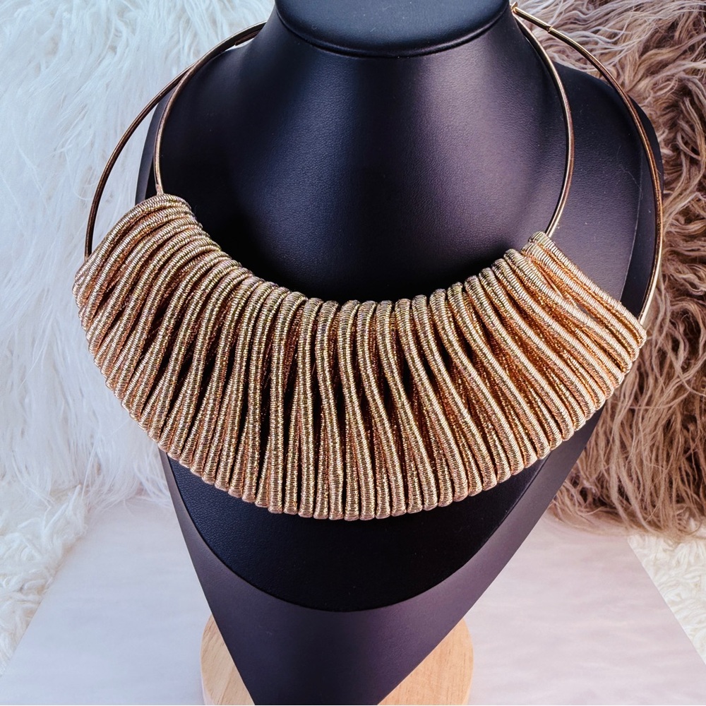 Rose Goldtone Lightweight Large Statement Necklace - image 2